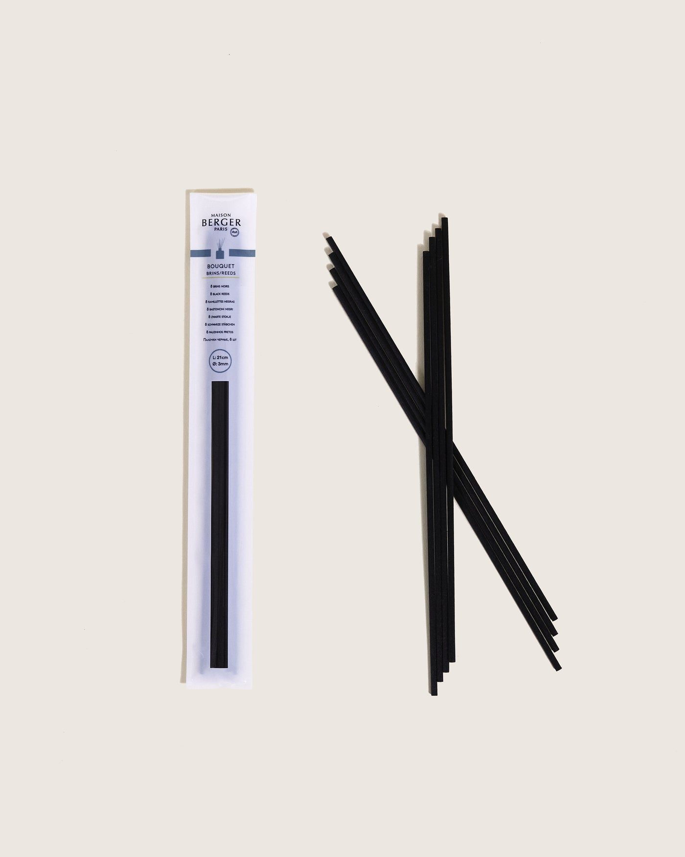 Pack of 8 synthetic black sticks 21cm